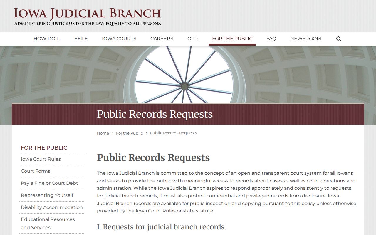 Iowa judicial records request options for Hardin County criminal cases