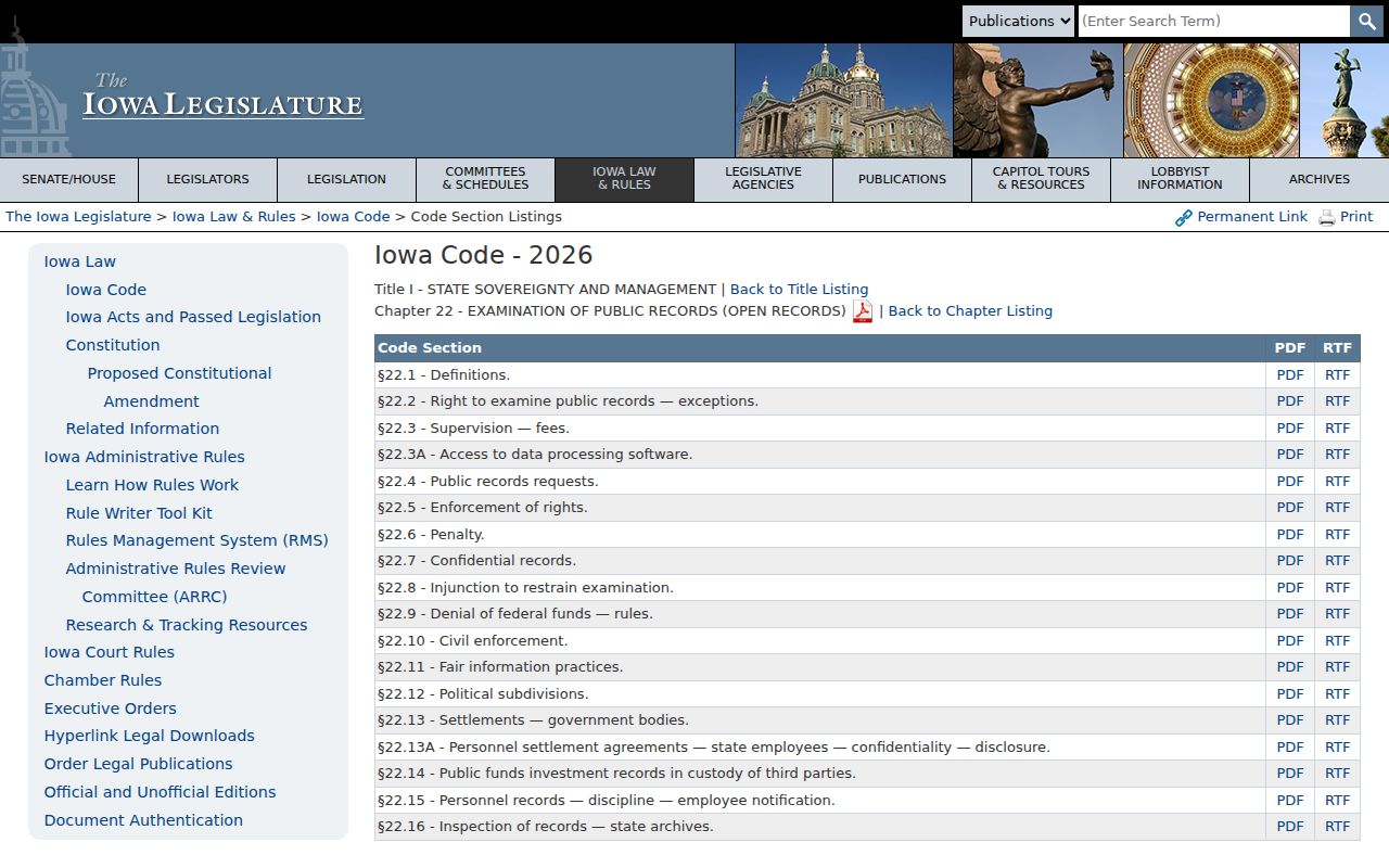 Iowa Falls criminal records public access law