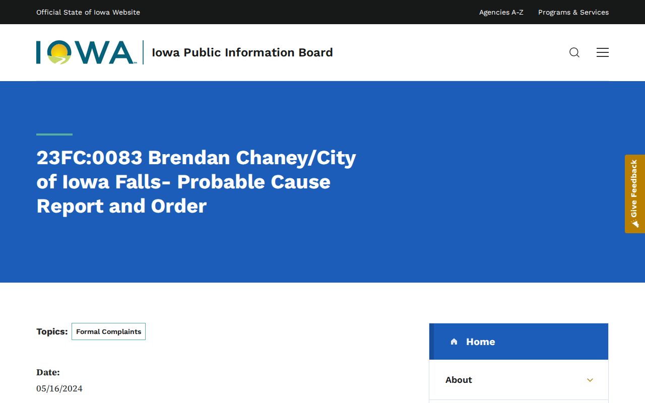 Iowa Falls criminal records transparency order